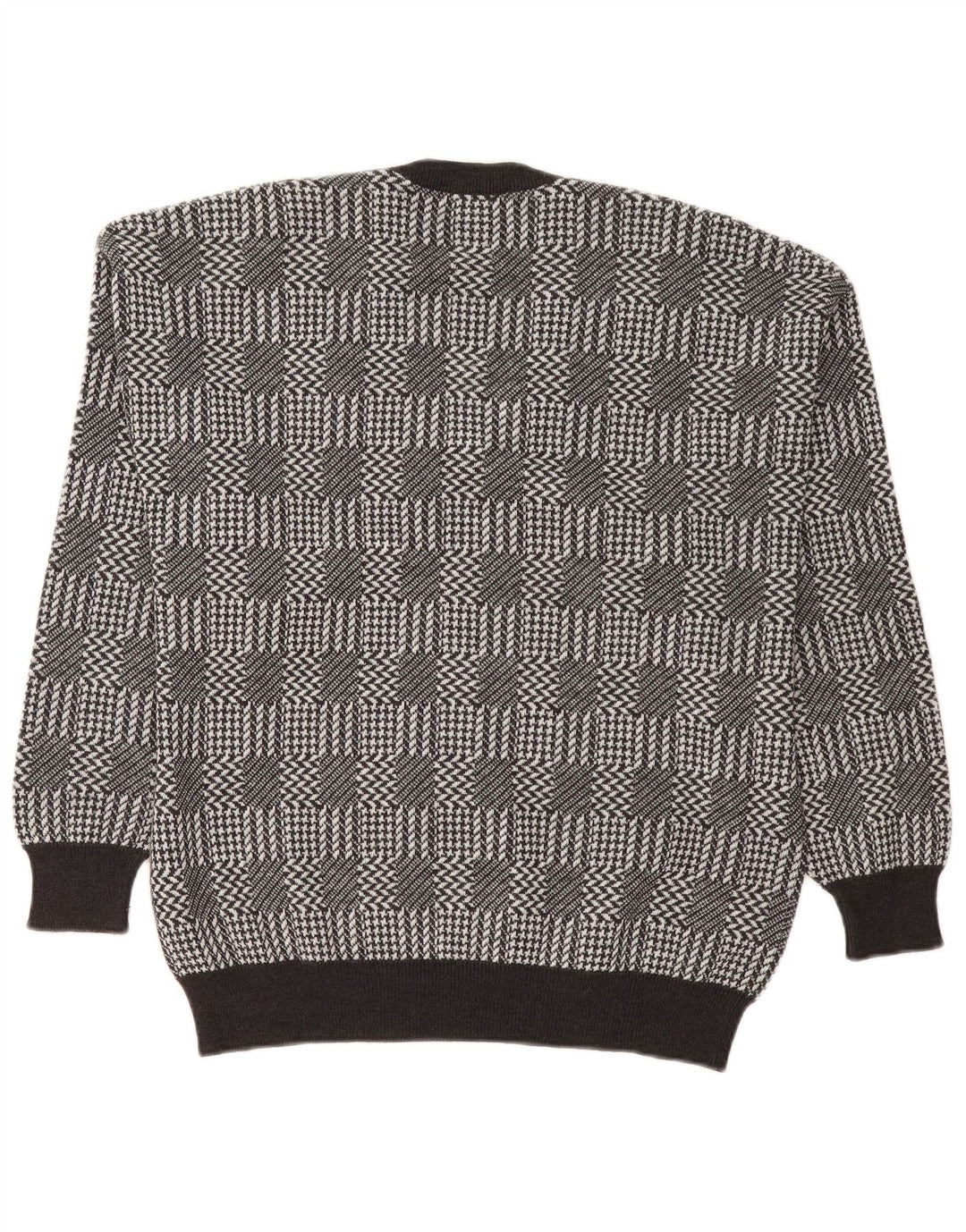 Bramante Mens V-Neck Jumper Sweater Large Grey Check