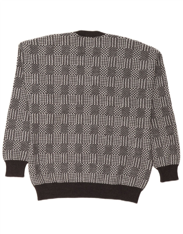 Bramante Mens V-Neck Jumper Sweater Large Grey Check