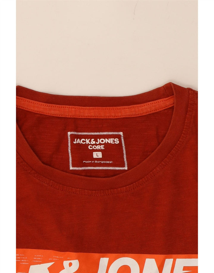 JACK & JONES Mens Graphic T-Shirt Top Large Orange Cotton Vintage Jack & Jones and Second-Hand Jack & Jones from Messina Hembry 
