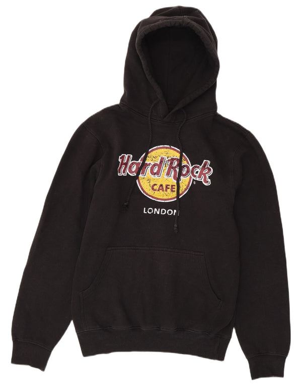 Hard Rock Cafe Mens London Graphic Hoodie Jumper Medium Black Cotton