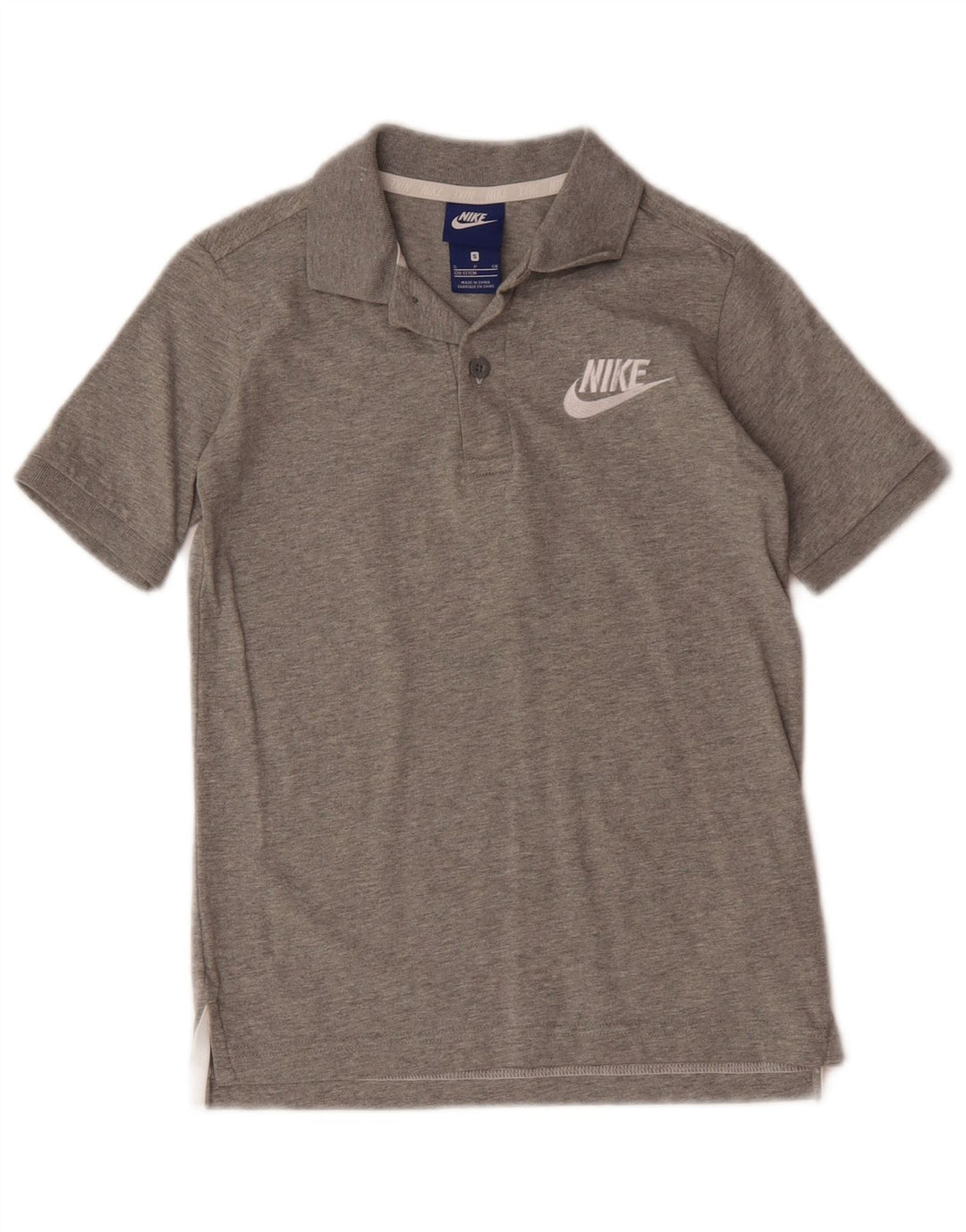 Nike Boys Polo Shirt 8-9 Years Small Grey Flecked Cotton