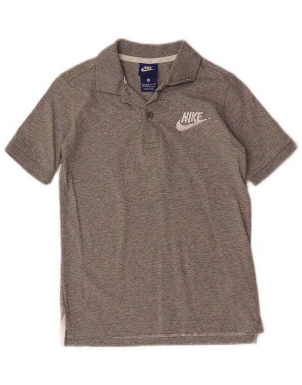 Nike Boys Polo Shirt 8-9 Years Small Grey Flecked Cotton