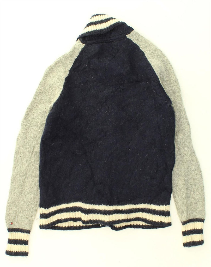 TOMMY HILFIGER Boys Cardigan Sweater 15-16 Years XS Navy Blue Colourblock | Vintage Tommy Hilfiger | Thrift | Second-Hand Tommy Hilfiger | Used Clothing | Messina Hembry 