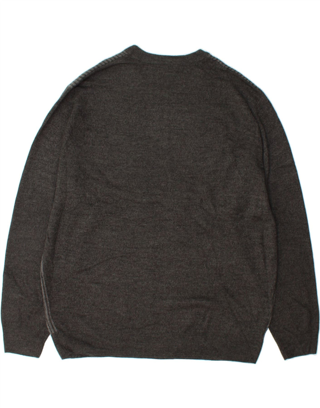 DOCKERS Mens Crew Neck Jumper Sweater 2XL Grey Striped Acrylic