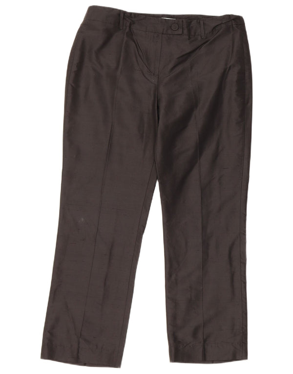 Marella Womens Straight Cropped Trousers UK 12 Medium W30 L25 Black Silk