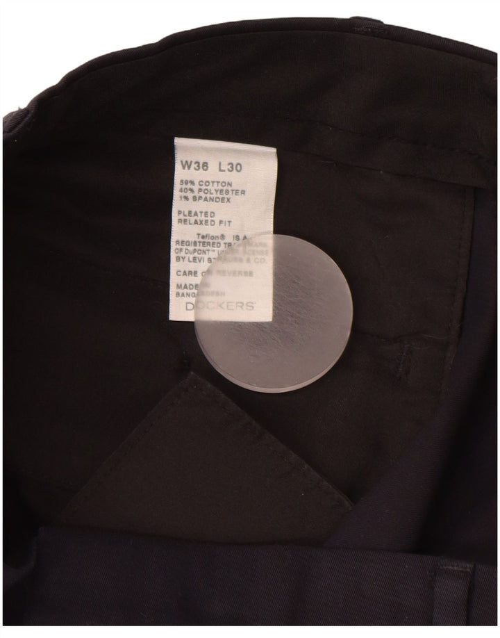 DOCKERS Mens Relaxed Fit Pegged Chino Trousers W36 L30 Navy Blue Cotton
