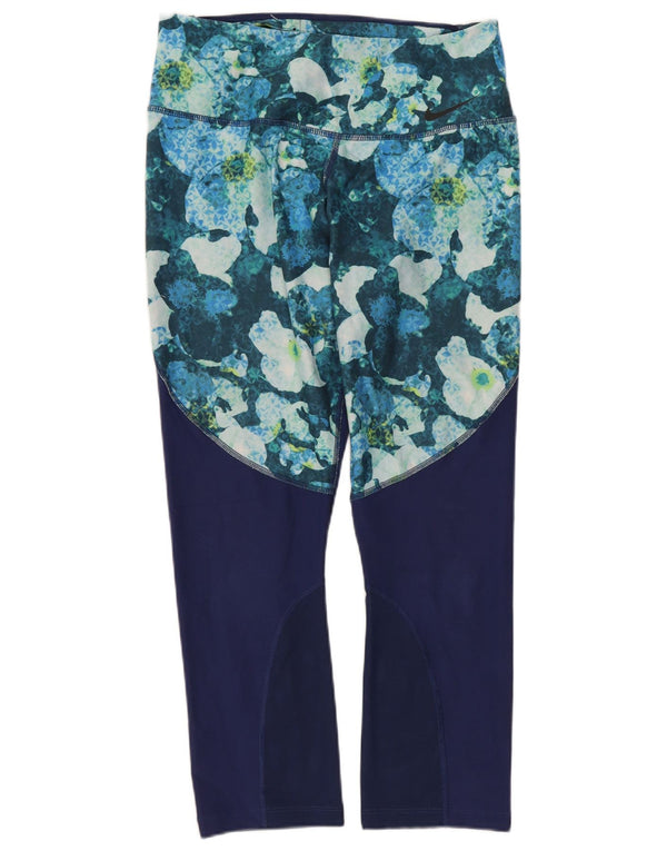 Nike Womens Dri Fit Capri Leggings UK 12 Medium Multicoloured Floral