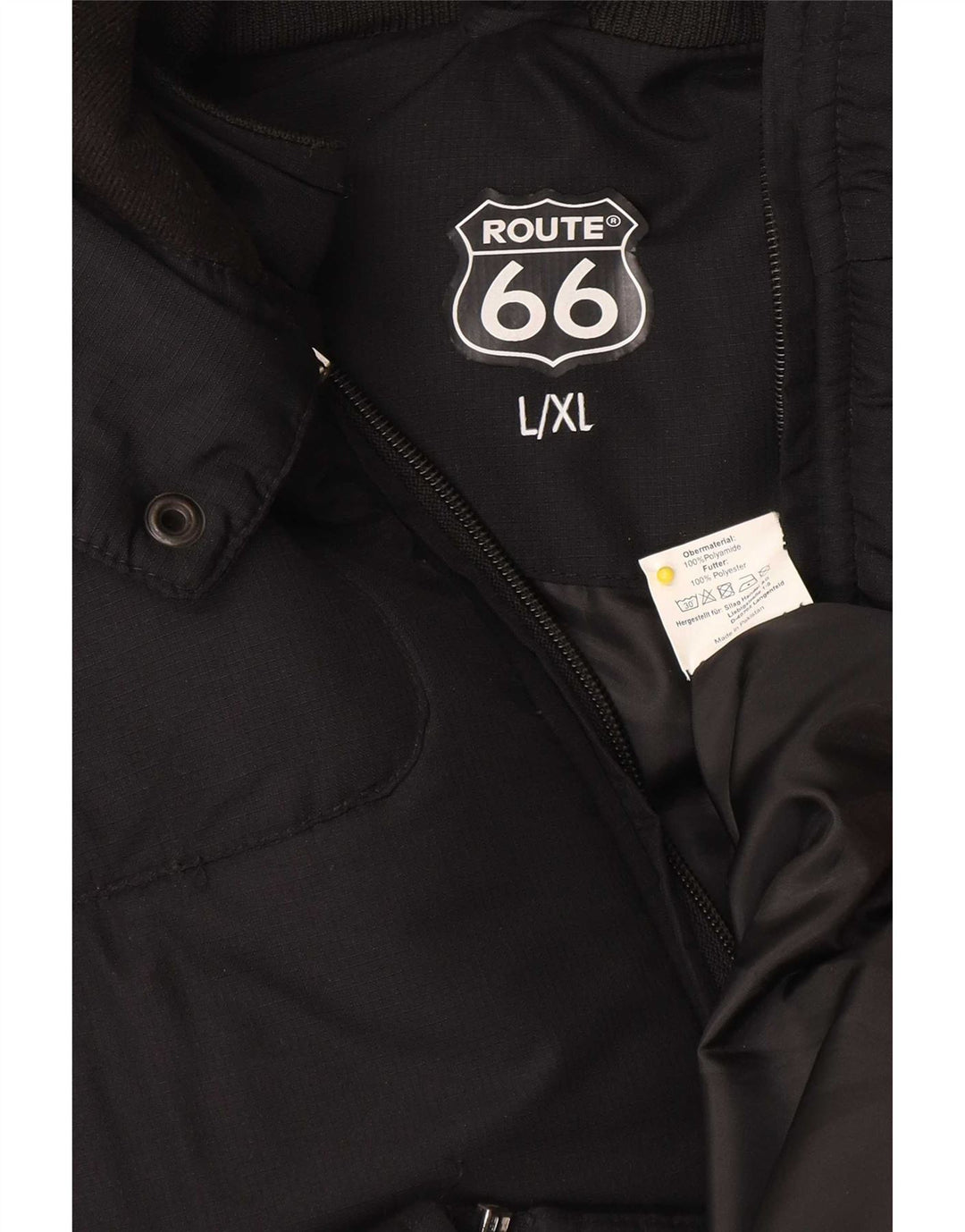 Route 66 Mens Hooded Padded Jacket UK 40 Large Black Polyamide