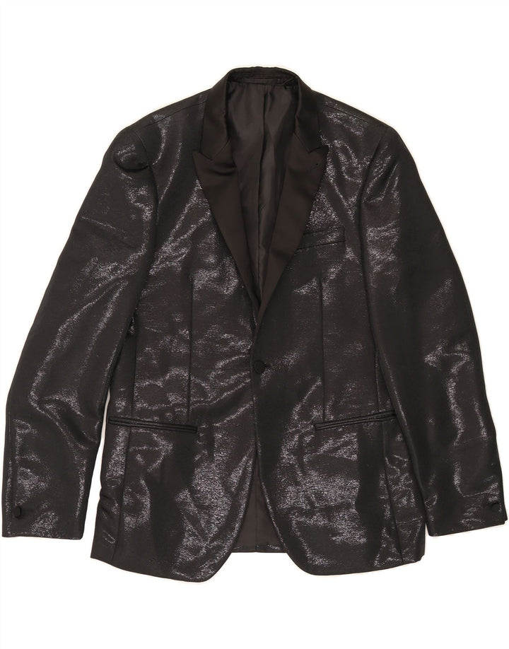 ANGELO LITRICO Mens Slim Fit 1 Button Blazer Jacket UK 38 Medium Black Vintage Angelo Litrico and Second-Hand Angelo Litrico from Messina Hembry 