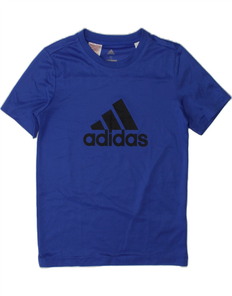 ADIDAS Boys Climalite Graphic T-Shirt Top 9-10 Years Small Blue Polyester | Vintage Adidas | Thrift | Second-Hand Adidas | Used Clothing | Messina Hembry 