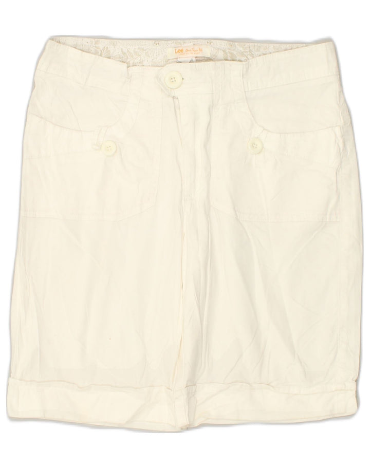 LEE Womens Chino Shorts US 10 Large W30 White Cotton | Vintage Lee | Thrift | Second-Hand Lee | Used Clothing | Messina Hembry 
