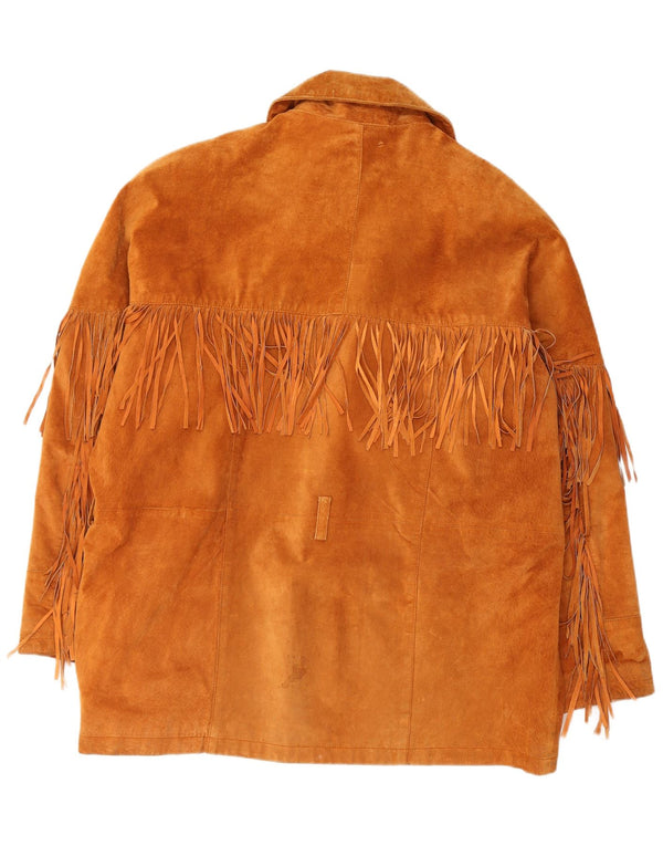 VINTAGE Mens Suede Jacket EU 54 2XL Brown Leather
