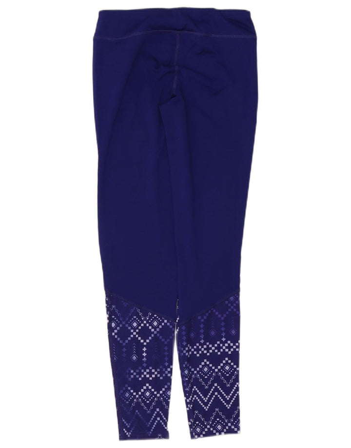 REEBOK Girls Leggings 12-13 Years Large Purple Geometric Polyester