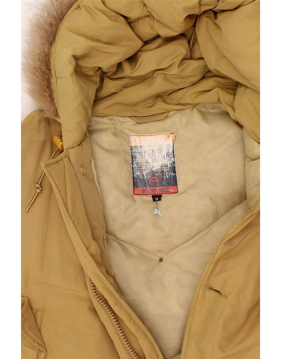 BOMBOOGIE Mens Hooded Parka Jacket UK 38 Medium Brown Nylon Vintage Bomboogie and Second-Hand Bomboogie from Messina Hembry 