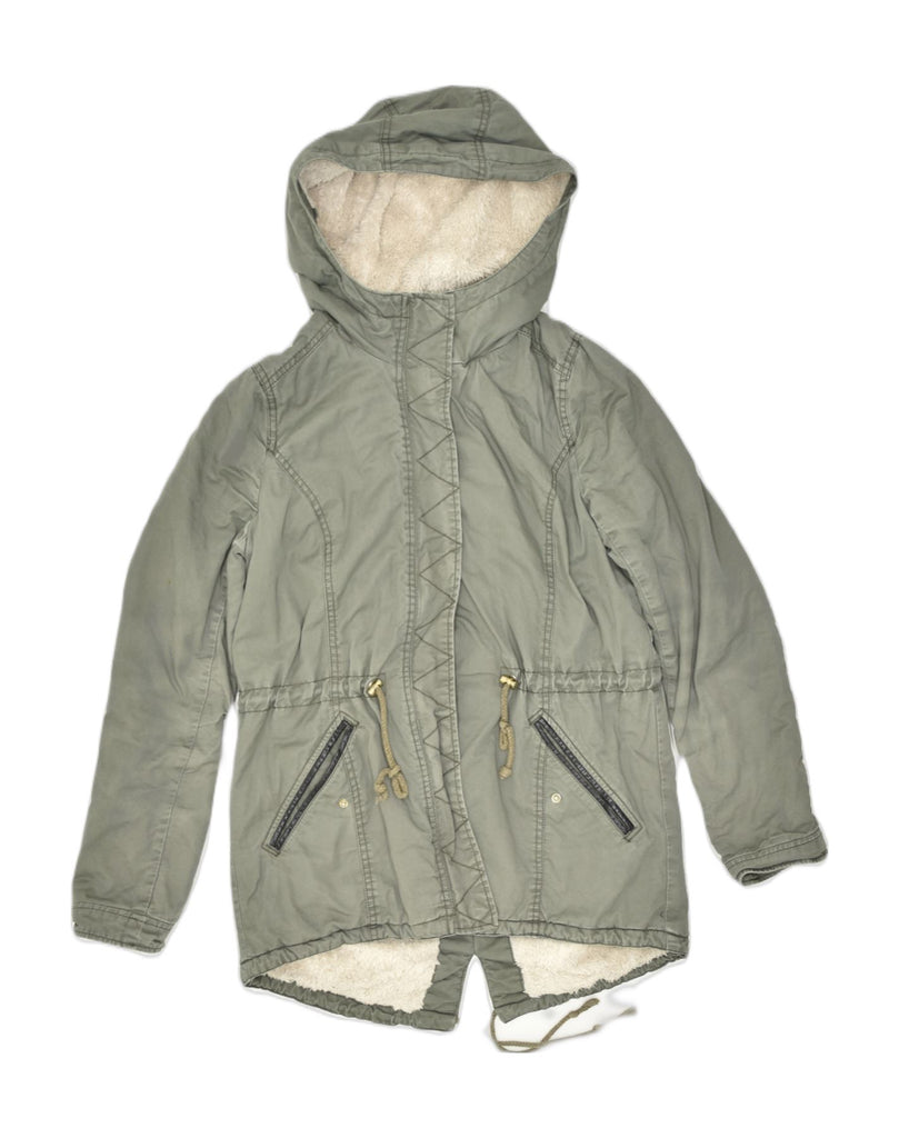TALLY WEIJL Womens Hooded Sherpa Parka Jacket EU 38 Medium Khaki Polyester | Vintage | Thrift | Second-Hand | Used Clothing | Messina Hembry 