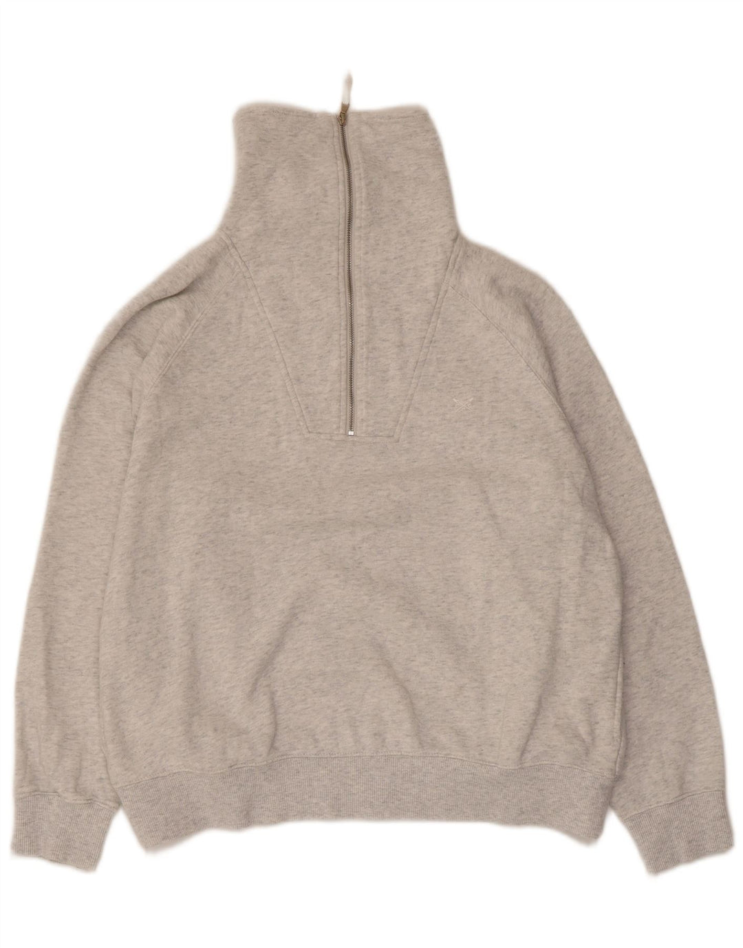 Crew Clothing Womens Crop Zip Neck Sweatshirt Jumper UK 12 Medium Grey