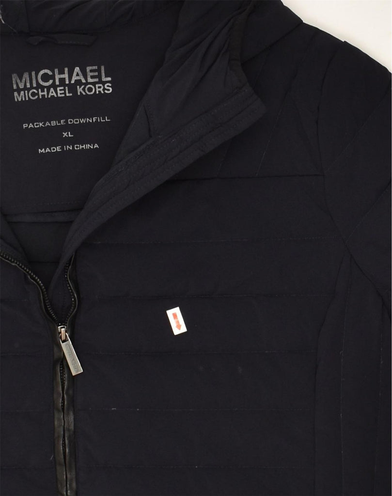 MICHAEL KORS Womens Hooded Padded Jacket UK 18 XL Navy Blue Nylon | Vintage Michael Kors | Thrift | Second-Hand Michael Kors | Used Clothing | Messina Hembry 