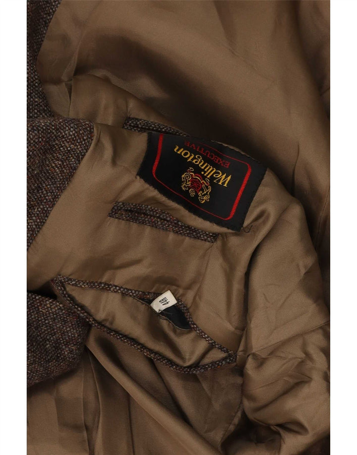Wellington Mens 2 Button Blazer Jacket UK 44 2XL Brown Virgin Wool