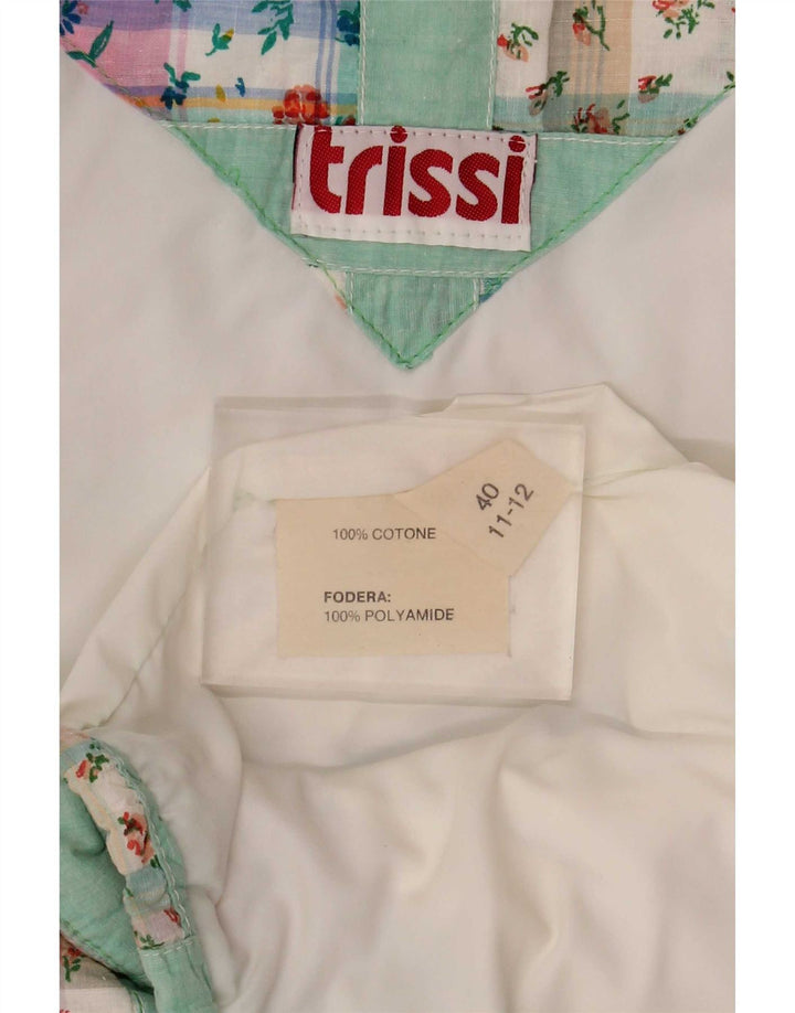 Trissi Womens Gilet IT 40 Medium Green Patchwork Cotton
