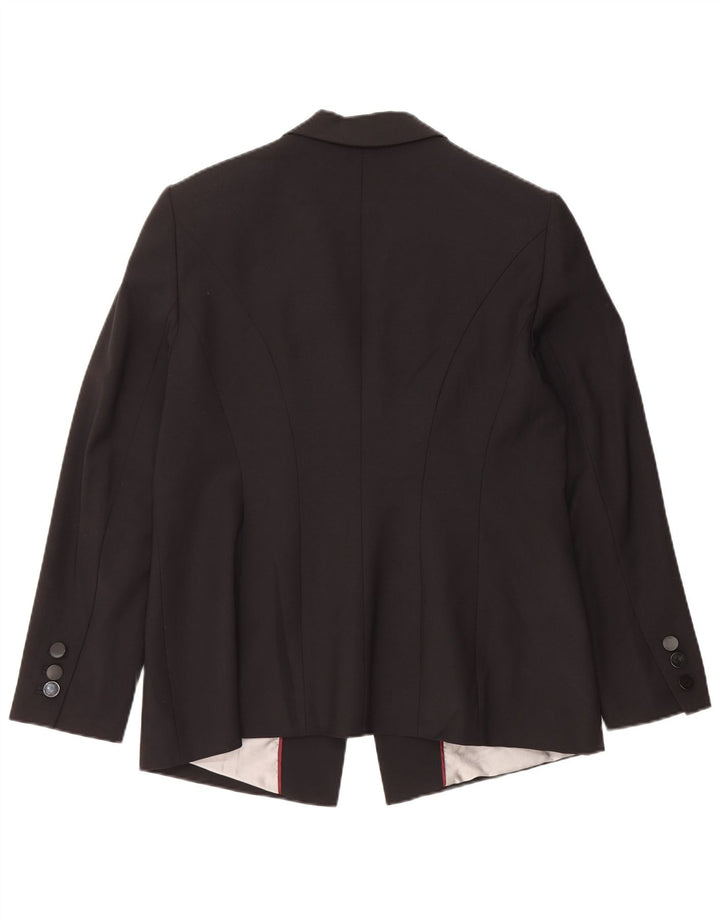 Marks & Spencer Womens 1 Button Blazer Jacket UK 16 Large Black New Wool