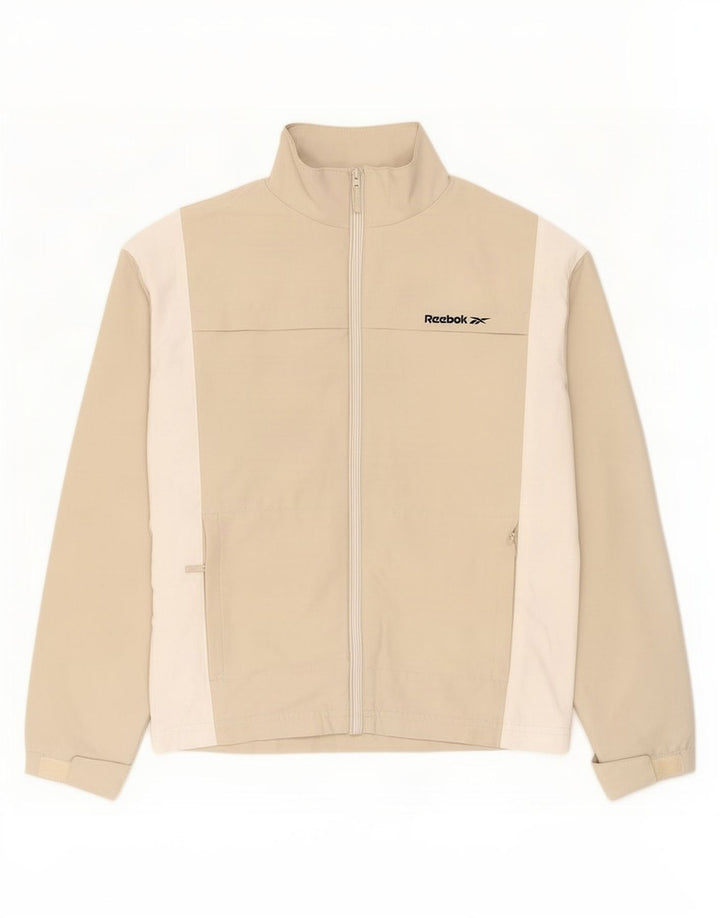 Reebok Womens Tracksuit Top Jacket UK 10 Small Beige Colourblock Polyester