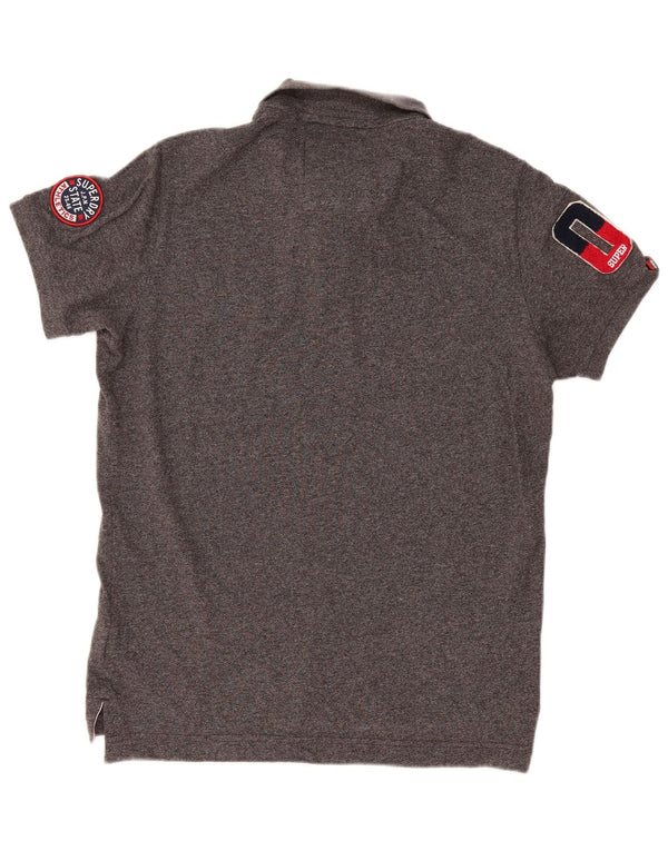 Superdry Mens Graphic Polo Shirt XL Grey Flecked Cotton