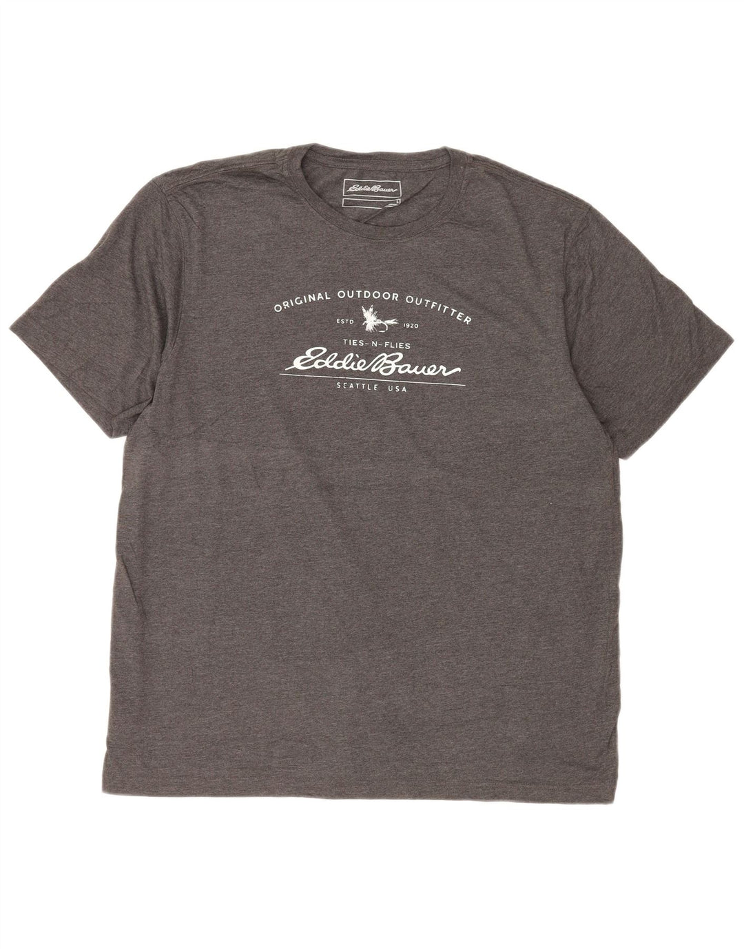 Eddie Bauer Mens Graphic T-Shirt Top Large Grey Cotton