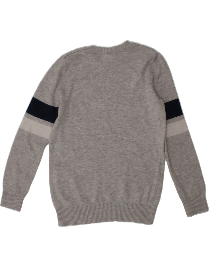BENETTON Boys Crew Neck Jumper Sweater 6-7 Years Small Grey Colourblock Vintage Benetton and Second-Hand Benetton from Messina Hembry 