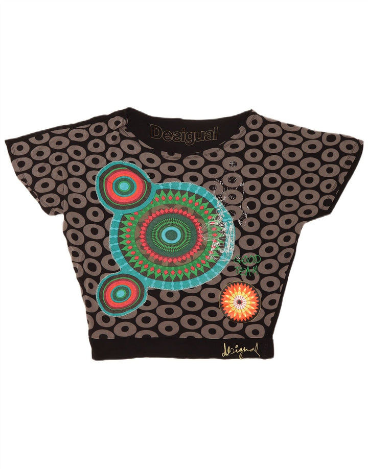 Desigual Womens Graphic Blouse Top UK 14 Medium Black Geometric Viscose