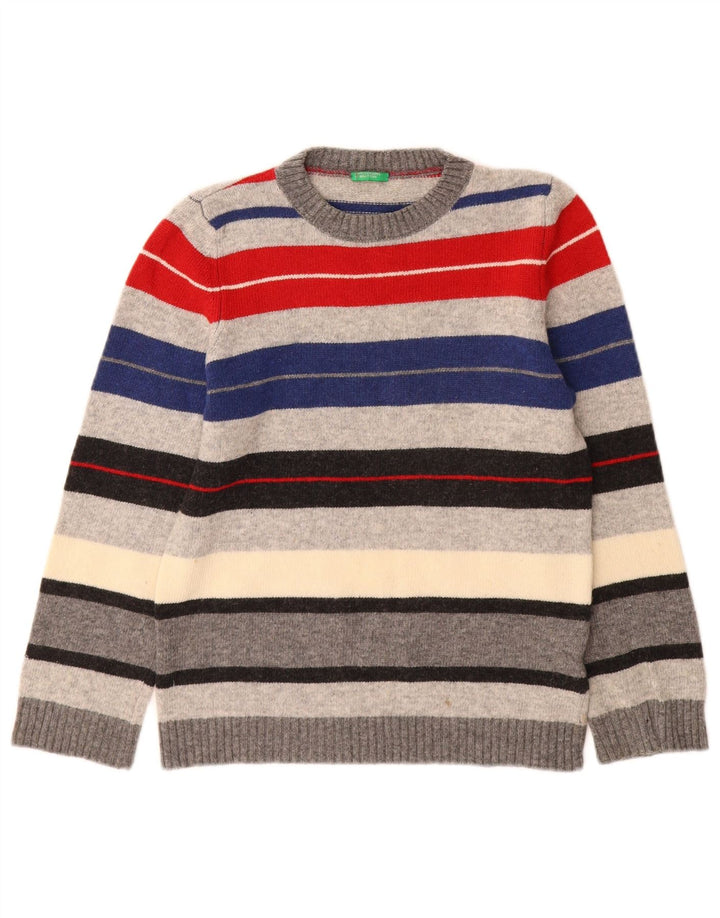 Benetton Boys Crew Neck Jumper Sweater 11-12 Years Multicoloured Striped