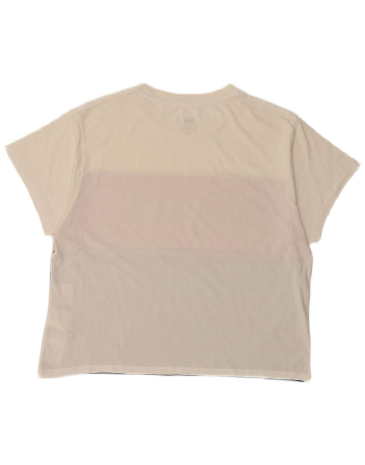 LEVI'S Womens Crop Graphic T-Shirt Top UK 10 Small White Colourblock
