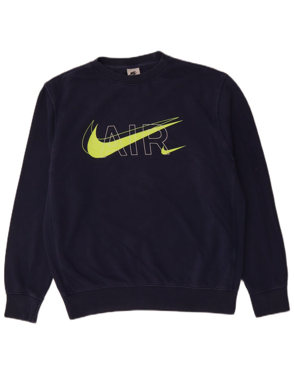NIKE Mens Graphic Sweatshirt Jumper Medium Navy Blue Cotton
