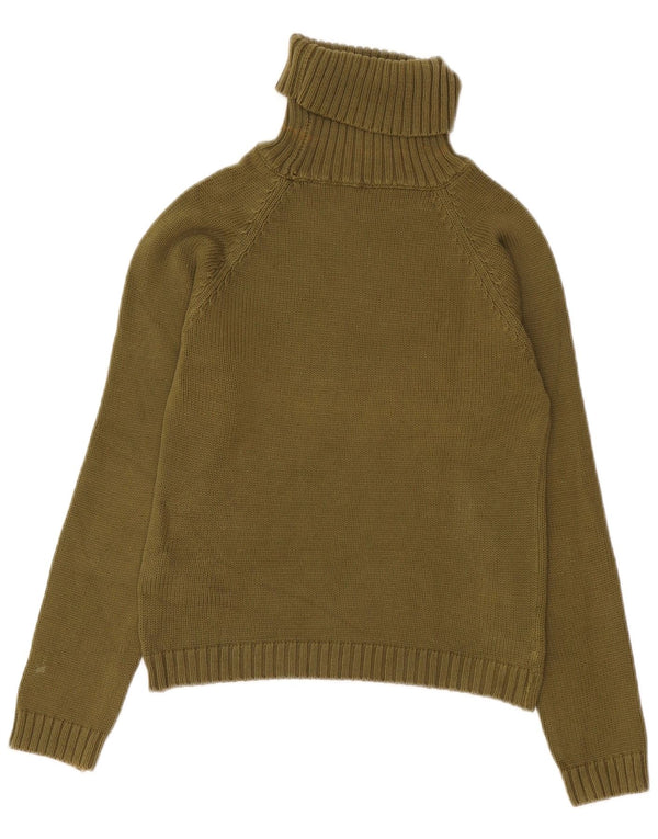 Zara Womens Roll Neck Jumper Sweater UK 14 Large Khaki Cotton