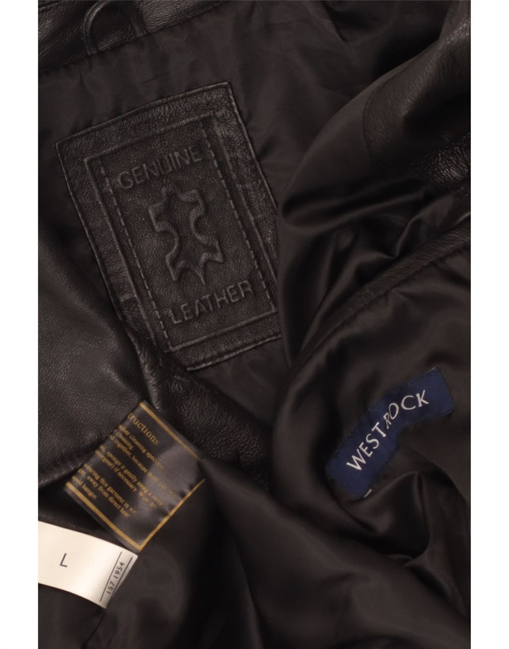 Vintage Mens Leather Jacket UK 40 Large Black Leather