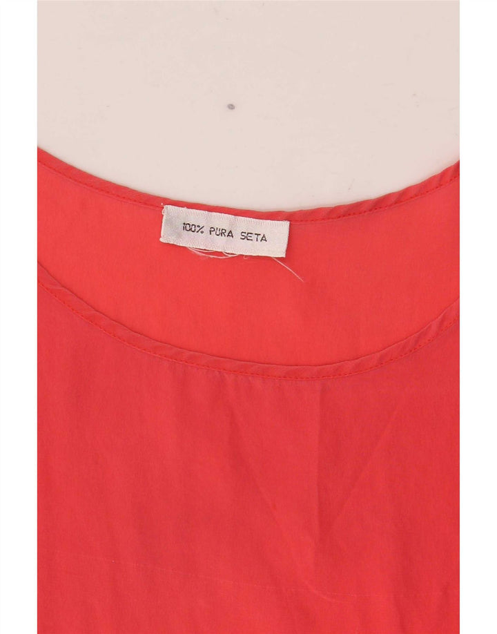 Vintage Womens Sleeveless Blouse Top UK 14 Medium Red Silk