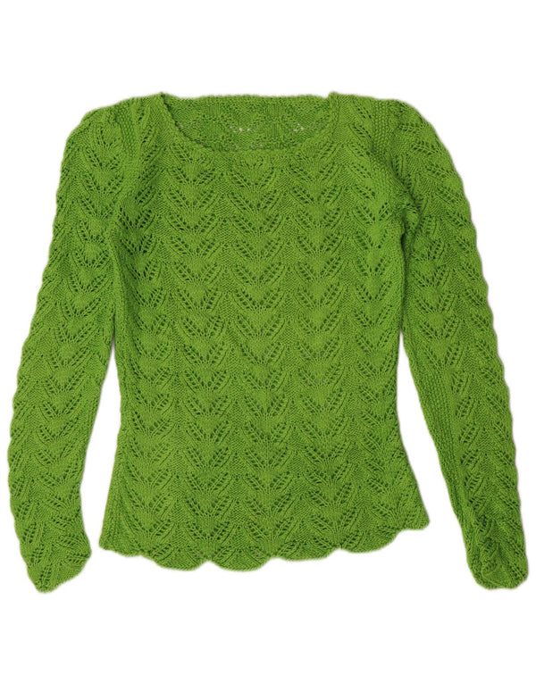 VINTAGE Womens Boat Neck Jumper Sweater UK 8 Small Green