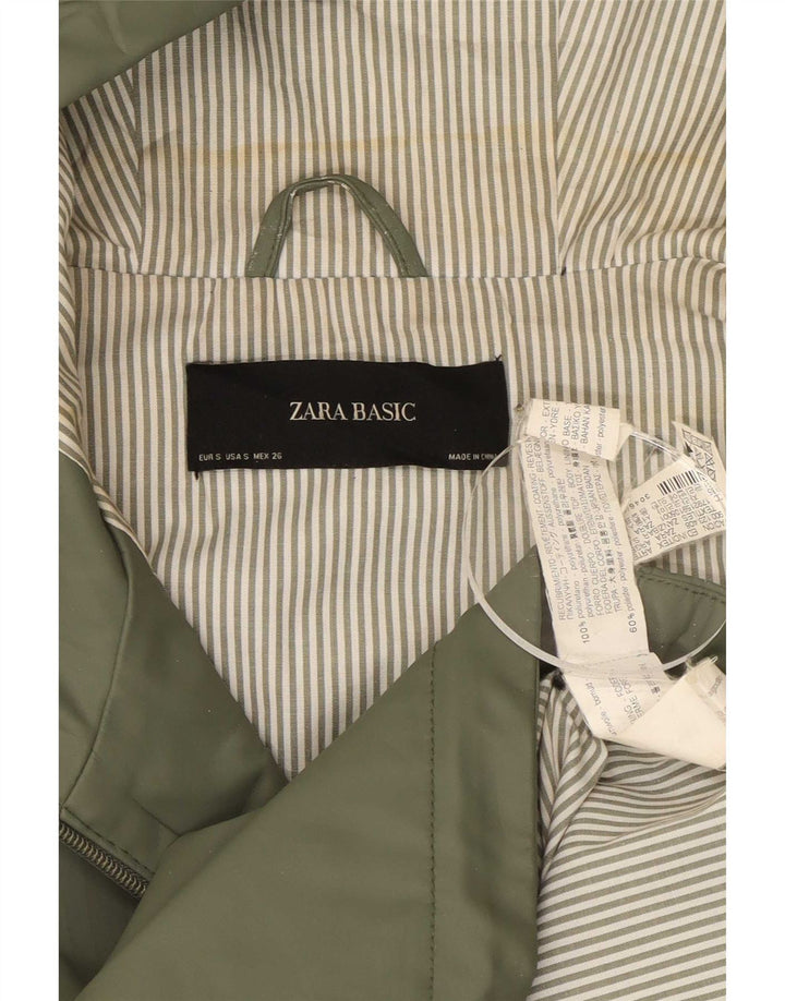 Zara Womens Hooded Raincoat UK 10 Small Green Polyester