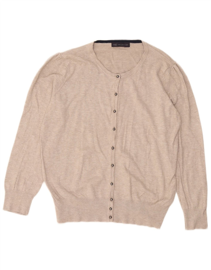 Marks & Spencer Womens Cardigan Sweater UK 16 Large  Beige Viscose
