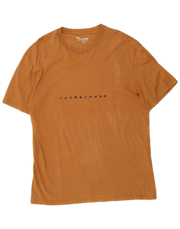 Jack & Jones Mens Graphic T-Shirt Top XL Brown Cotton