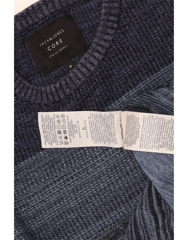 Jack & Jones Mens Crew Neck Jumper Sweater Medium Blue Pinstripe Cotton