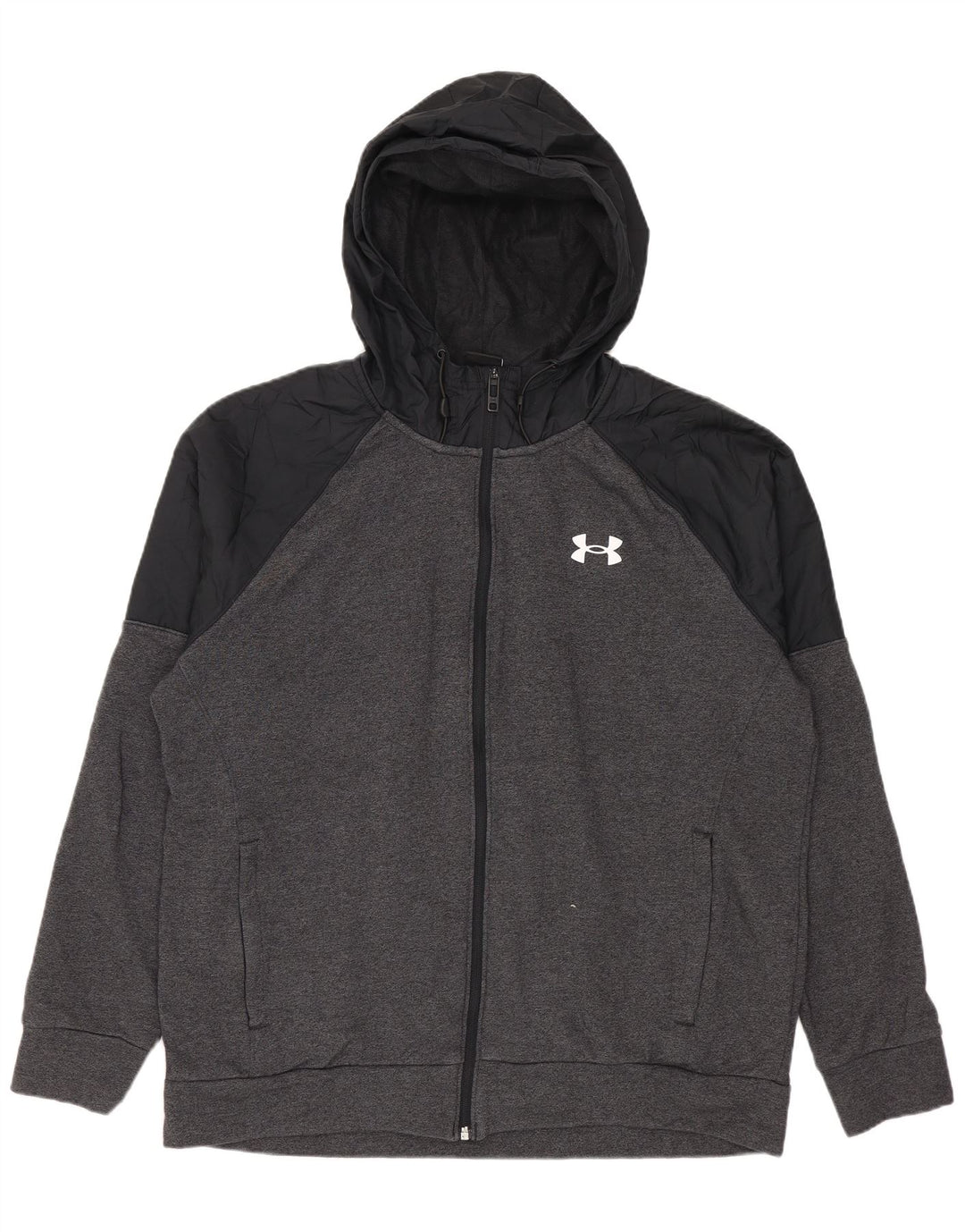 Under Armour Mens Zip Hoodie Sweater Large Grey Cotton