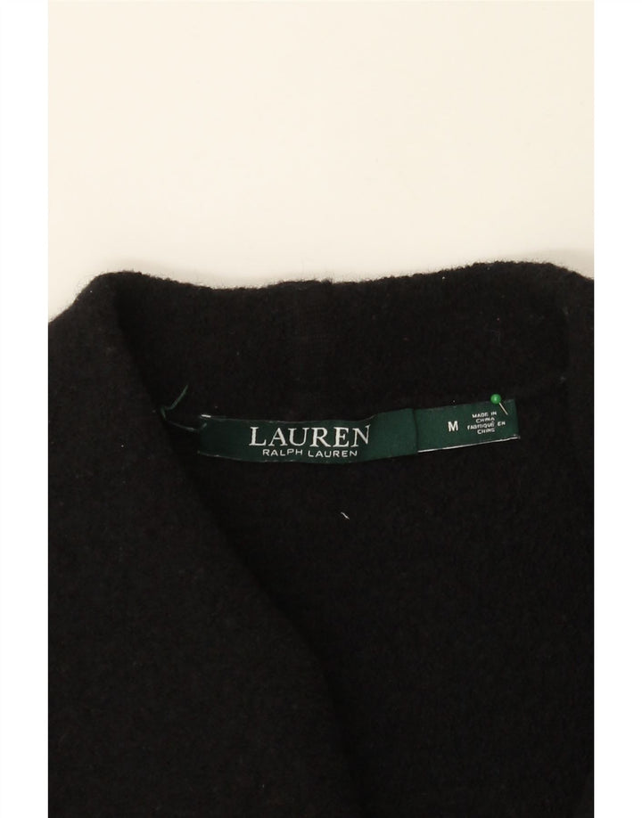 RALPH LAUREN Womens Open Cardigan Sweater UK 12 Medium Black Wool Vintage Ralph Lauren and Second-Hand Ralph Lauren from Messina Hembry 