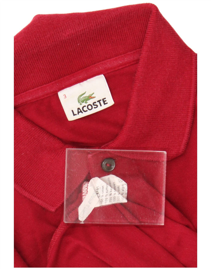 LACOSTE Mens Polo Shirt Size 3 Small Red Cotton