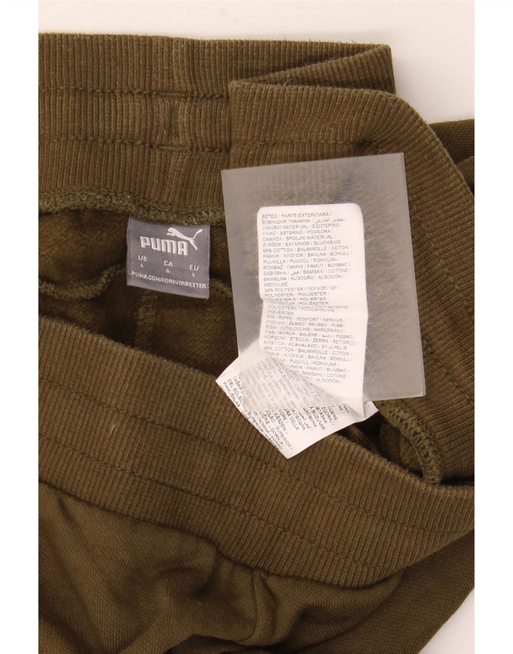 PUMA Mens Tracksuit Trousers Joggers Large Khaki Cotton