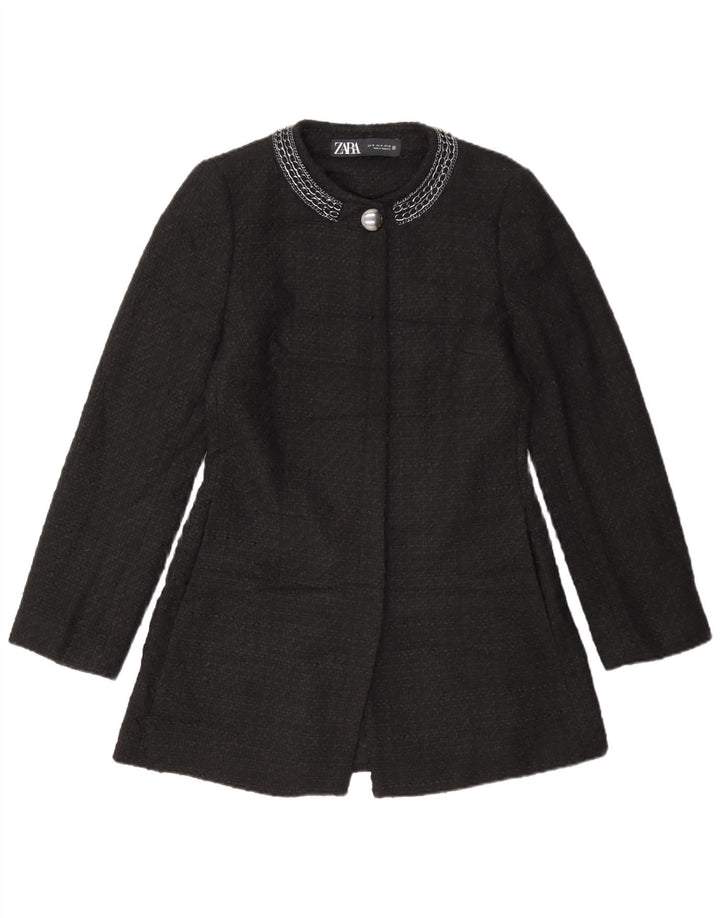 Zara Womens Overcoat UK 12 Medium Black Polyester