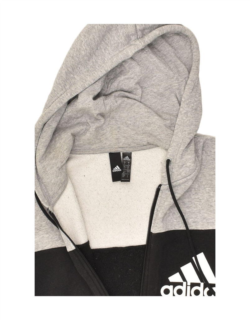 ADIDAS Mens Zip Hoodie Sweater Small Grey Colourblock Cotton | Vintage Adidas | Thrift | Second-Hand Adidas | Used Clothing | Messina Hembry 