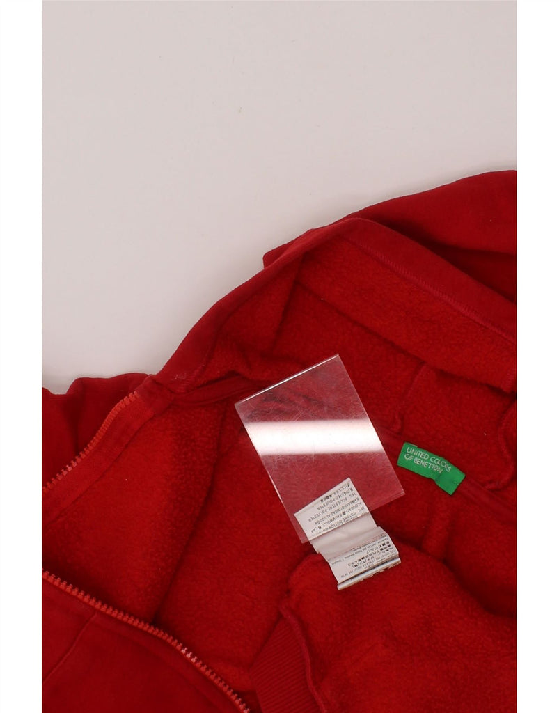 BENETTON Girls Graphic Zip Hoodie Sweater 3-4 Years Red Cotton Vintage Benetton and Second-Hand Benetton from Messina Hembry 