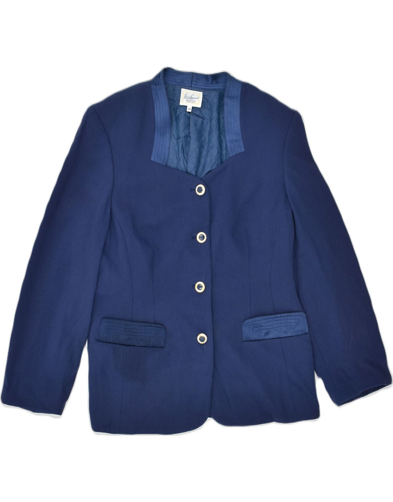 LUISA SPAGNOLI Womens 4 Button Blazer Jacket IT 48 XL Blue Virgin Wool | Vintage | Thrift | Second-Hand | Used Clothing | Messina Hembry 