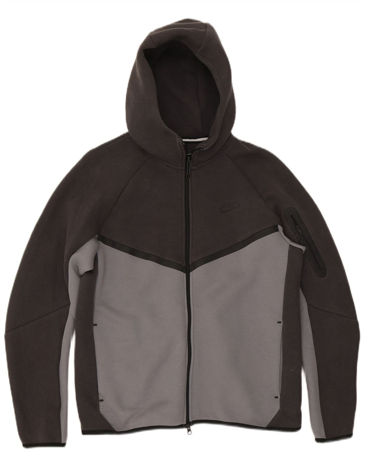 Nike Mens Zip Hoodie Sweater Medium Grey Colourblock Cotton