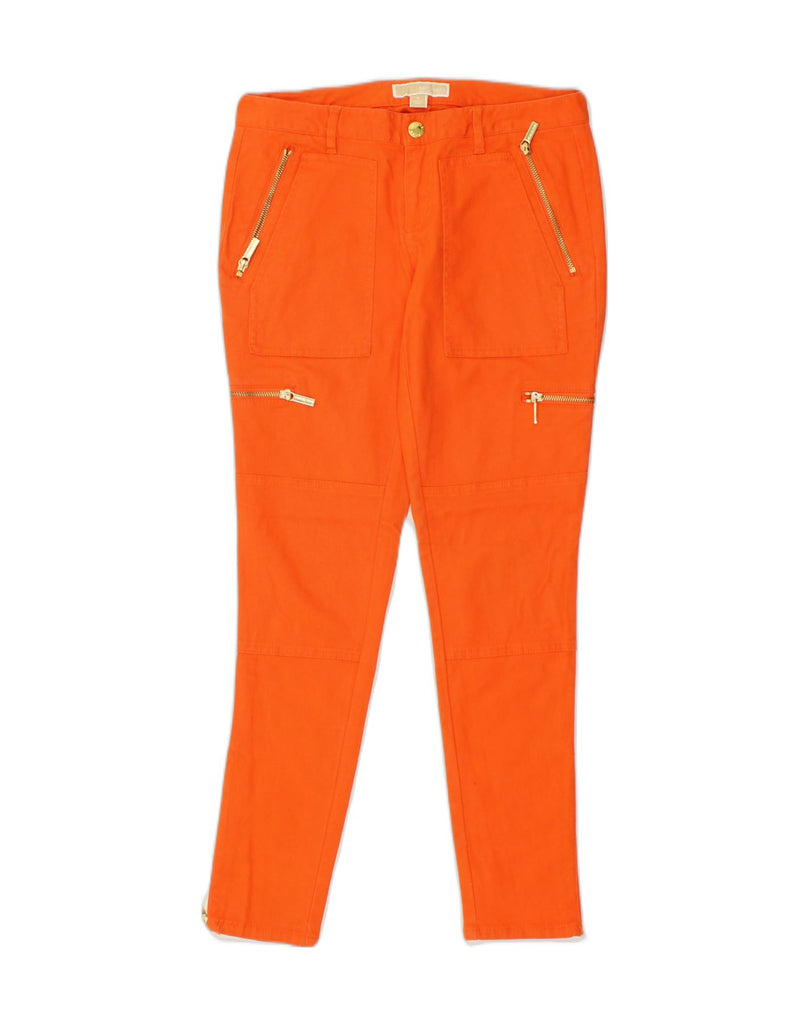 MICHAEL KORS Womens Slim Casual Trousers US 4 Small W30 L28 Orange Cotton | Vintage Michael Kors | Thrift | Second-Hand Michael Kors | Used Clothing | Messina Hembry 